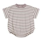 Relaxed Short Sleeve Bubble Romper | Purple Stripe