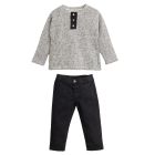 Top W/ Coconut Button & Woven Trousers