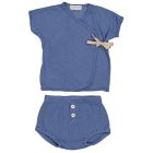 Cotton-Linen Top & Waffle Bloomers | Blue