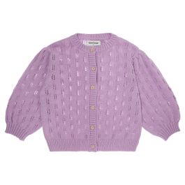 Openwork Knit Cardigan W/ Flowers