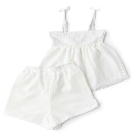 Two Piece Short Set Crochet White