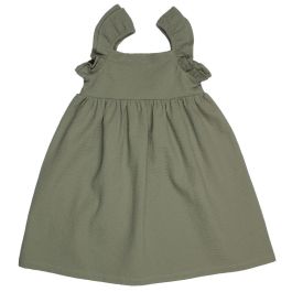 Seersucker Frilled Dress | Exotic Green