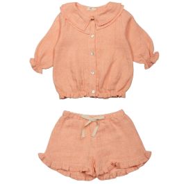 Soft Linen Blouse & Frill Shorts | Papaya