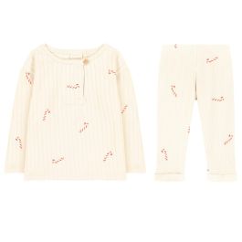 Orso Tshirt & Rom Pom Leggings | Candy Cane