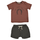 Terracota Lucky T-Shirt & Grey Crepe Shorts