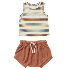 Terry Stripe Tank & Terry Terracotta Shorts