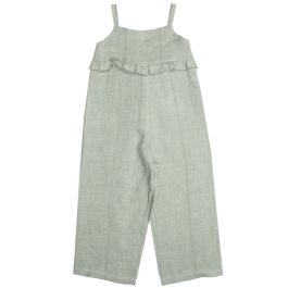 Textured Linen Jumpsuit | Green Linen