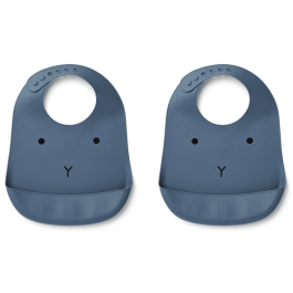 Tilda Silicone Bib 2 Pack | Rabbit Blue Wave