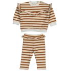 HEN-Striped Frilly Sweatshirt & FOX-knitted Legging | Caramel