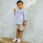 Striped Shirt W/ Pocket & Twill Shorts