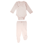 Velveteen Wrap Bodysuit & Buttoned Legging | Blush