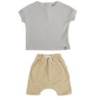 White Ribbed Spring Tee & Breeze Shorts Stripey Lemon-ade