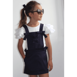 White Tee & Blue Pinafore Dress