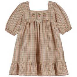 Vanilla Check Embroidered Dress