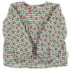 Blouse Green Checkered W/ Flowers