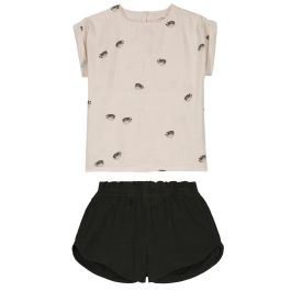 Praslin Shirt & Georgette Shorts | Off-White Puffer Fish/Abyssal Green