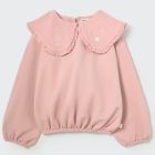 Soft Brushed Fleece Puffed Sweatshirt Rose Tea