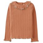 Jenny Long Sleeve Tee With Embroidered Ruffled Collar
