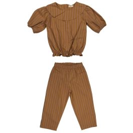 Soft Cotton Blouse & Pants | Curry/Pale Mauve