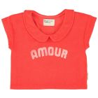 Tshirt W/ Peter Pan Collar Red W/ "amour" Print