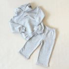 Sporty Puff Print Cotton Hoodie Tracksuit Set Grey Marle