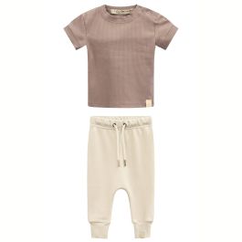 Soft Brown Cali Tee Rib & Off White Mike Pant