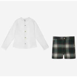 White & Green Shorts Set