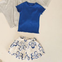 Ribber Tshirt & Floral Print Shorts