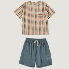 Blocks Tshirt & Blue Sweatshirt Shorts