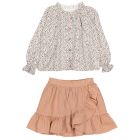 Fall Blouse & Latte Lurex Skirt