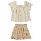 Ivory Leah Top & Marigold Ruffle Wrap Skirt