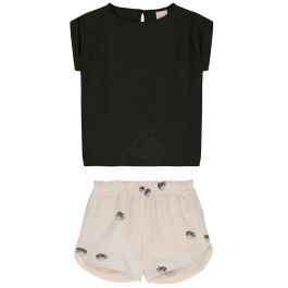 Praslin Shirt & Georgette Shorts | Abyssal Green/Off-White Puffer Fish