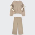 Soft Brushed Knit Sweater & Wide Pants Stone