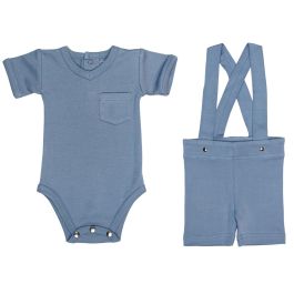 Suspender Shorts & V-Neck Bodysuit | Pool