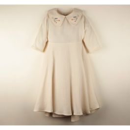 Off White Dress W/ Embroidered Collar