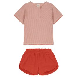 Orso T-Shirt & Georgette Shorts | Orange Stripes/Sunburnt Orange