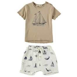 Boat T-Shirt & Marine Shorts | Sand/Ecru