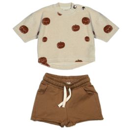 Boxy Sweatshirt Tomato AOP & Pecan Shorts