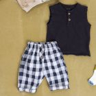 Flame Jersey Sleeveless Tee & Vichy Woven Trousers