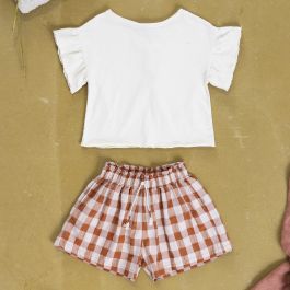 T-Shirt W/ Frill & Vichy Woven Shorts