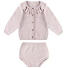 Ruffle Collar Cardigan & Knit Bloomer Lilac