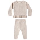 Rib Knit Peplum Top & Rib Knit Legging Heathered Oatmeal