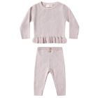 Rib Knit Peplum Top &  Rib Knit Legging Lilac