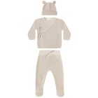Knit Bear Beanie & Knit Wrap Top & Knit Pant Oatmeal