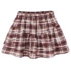 Tiered Mini Skirt Burgundy Plaid