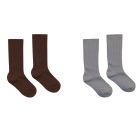 Ribbed Socks Brown Dusty Blue