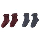 Lace Trim Socks, 2-pack Burgundy And Navy