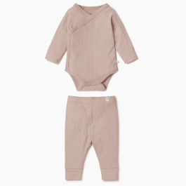 Ribbed Long Sleeve Kimono & Ribbed Leggings | Blush