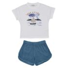 Off White Ahipa T-Shirt & Ocean Blue Leek Short