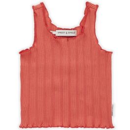 Rib Singlet Top Coral